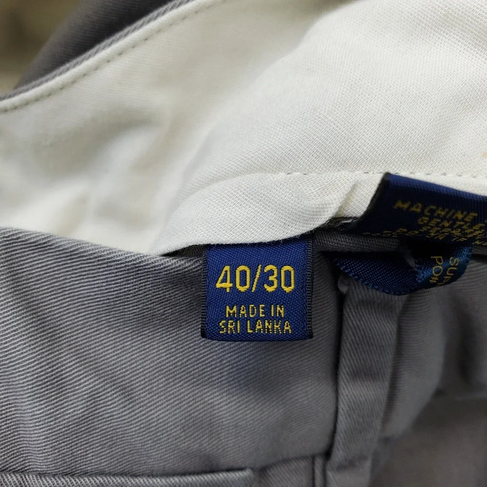 Polo Ralph Lauren Chino Pants Mens 40/30 Gray Stretch Classic Fit Straight Leg